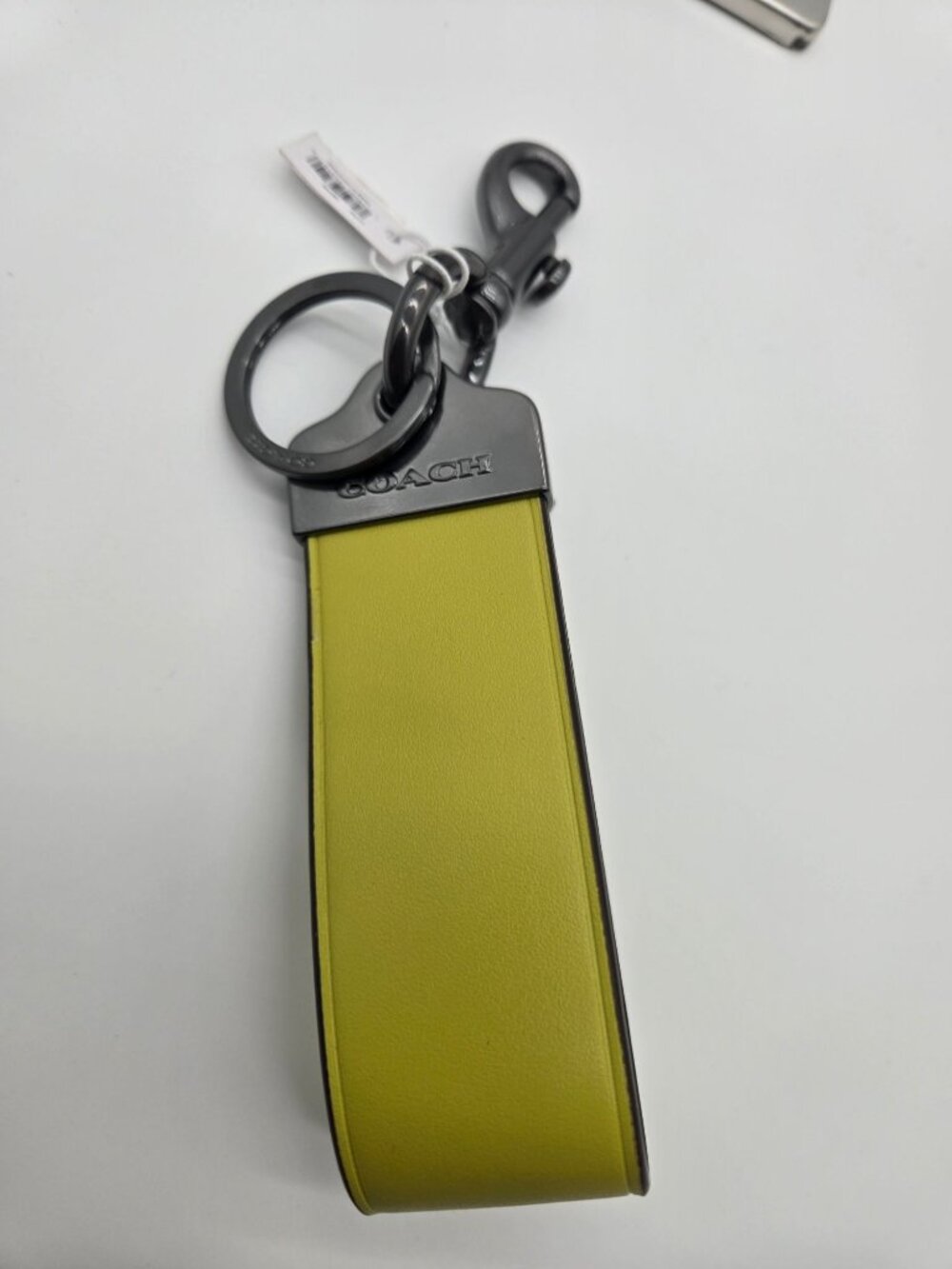 Coach CJ752 Key Lime Leather Wide Loop Key Fob Bag Charm NWT